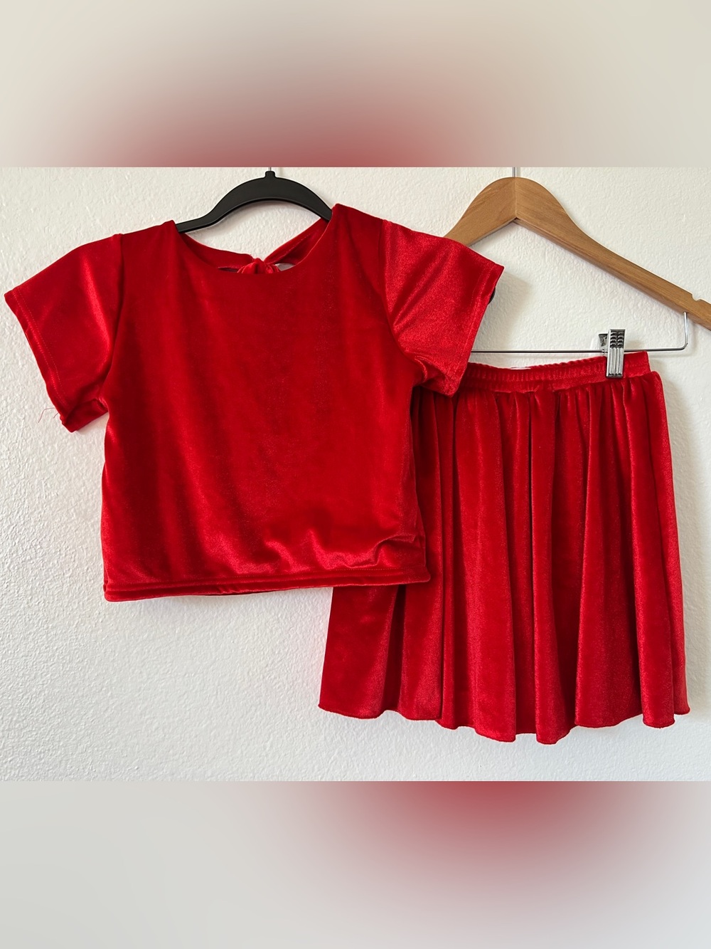 Red Velvet Kids Matching Set - Top & Skirt